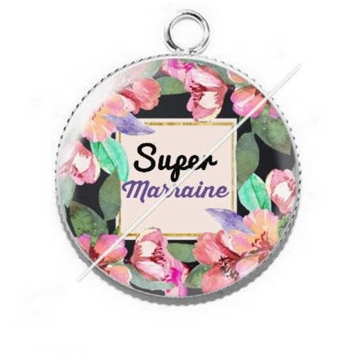 Pendentif cabochon résine pour marraine 4 