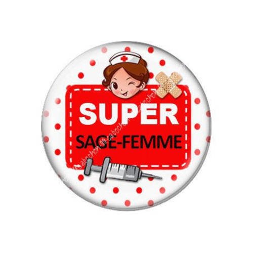 Cabochon résine a coller 25 mm sage-femme j7 