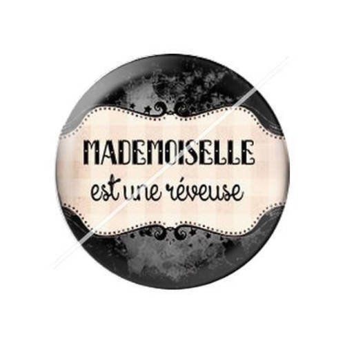 Cabochon résine a coller 25 mm mademoiselle a4 