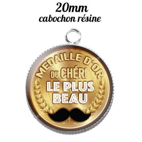 Pendentif cabochon résine 20 mm médaille du chéri ...10 