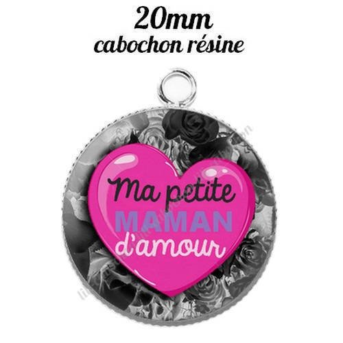 Pendentif cabochon résine 20 mm maman 15 