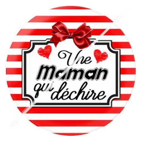 Cabochon résine a coller 25 mm pour ma maman qui déchire 1 