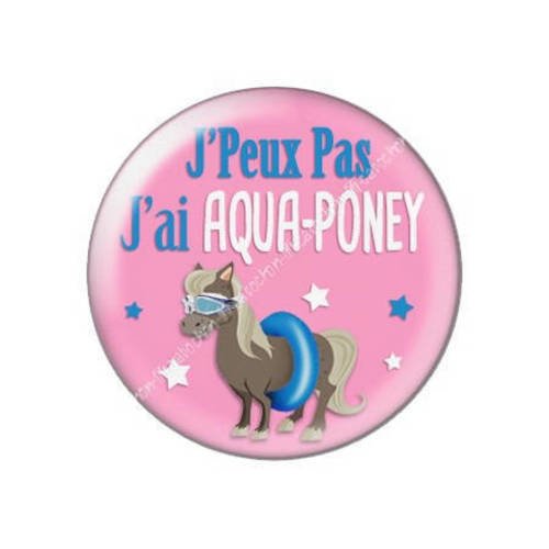 Cabochon résine a coller 25 mm j'peux pas j'ai aqua-poney 22 