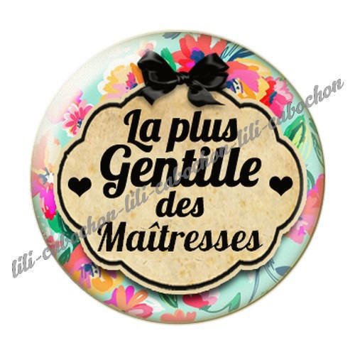 Cabochon résine a coller 25 mm maîtresse i28 