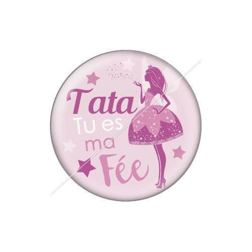Cabochon résine a coller 25 mm tatie tata j26 