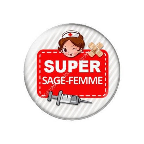 Cabochon résine a coller 25 mm sage-femme j14 