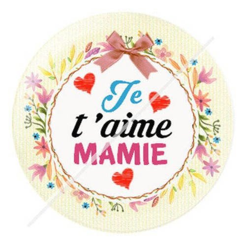 Cabochon résine a coller 25 mm je t'aime mamie 10 