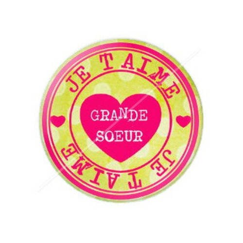 Cabochon résine a coller 25 mm je t'aime soeur 1 