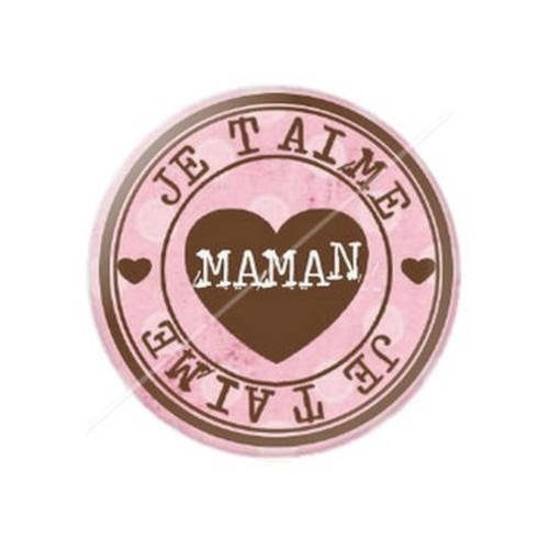 Cabochon résine a coller 25 mm je t'aime maman a1 
