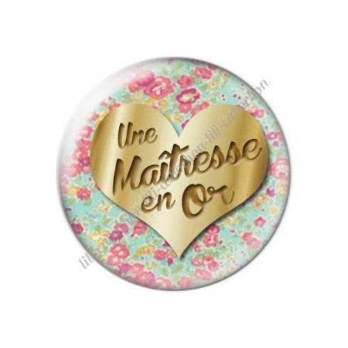 Cabochon résine a coller 25 mm maîtresse en or h14 