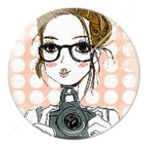 Cabochon résine a coller 25 mm miss mademoiselle selfie coeur 28 