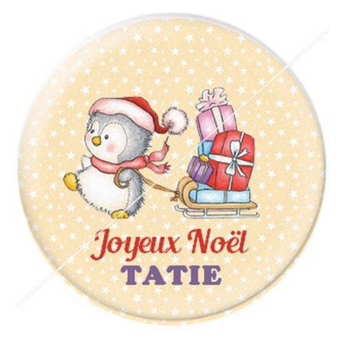 Cabochon résine a coller 25 mm joyeux noël tatie b11 