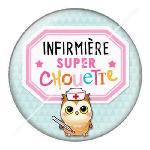 Cabochon résine a coller 25 mm chouette infirmière 10 