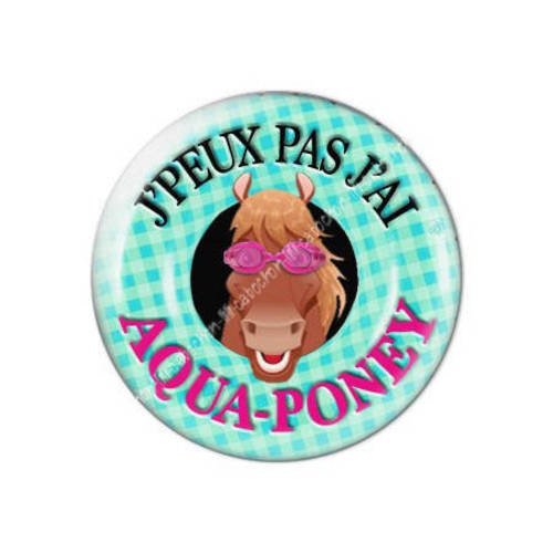 Cabochon résine a coller 25 mm j'peux pas j'ai aqua-poney 16 
