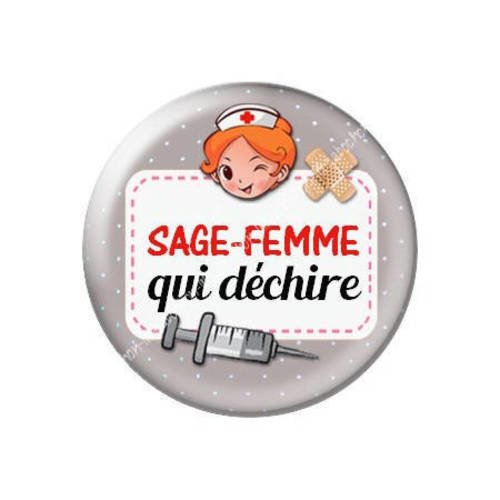 Cabochon résine a coller 25 mm sage-femme j19 