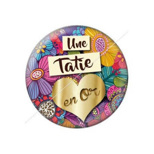 Cabochon résine a coller 25 mm une tatie  en or 