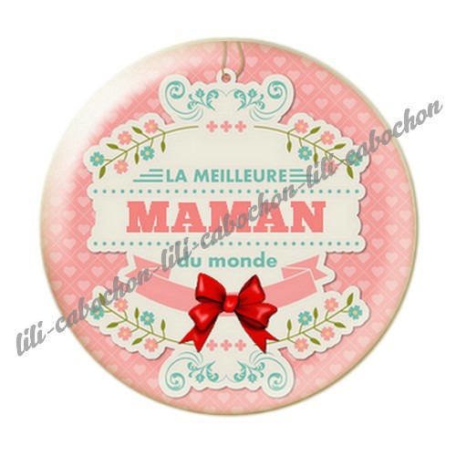 Cabochon résine a coller 25 mm  je t'aime maman l54 