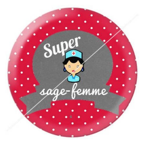 Cabochon résine a coller 25 mm sage-femme f2 