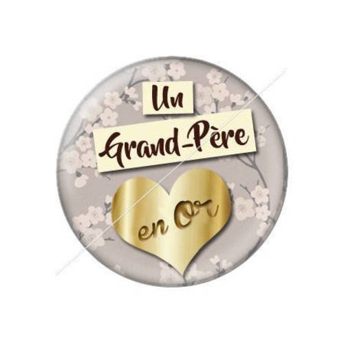 Cabochon résine a coller 25 mm un grand père  en or 