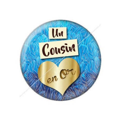 Cabochon résine a coller 25 mm un cousin en or 