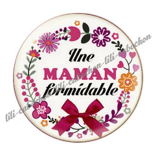 Cabochon résine a coller 25 mm  je t'aime maman l56 