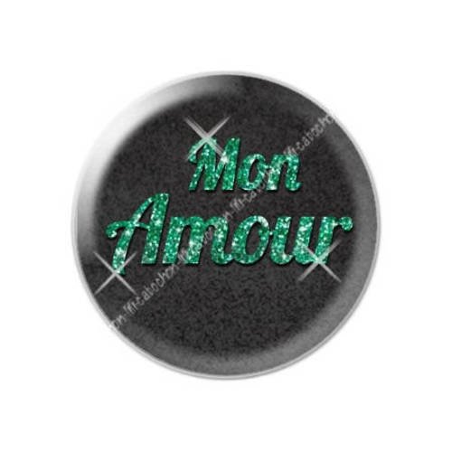 Cabochon résine a coller 25 mm saint valentin mon amour 