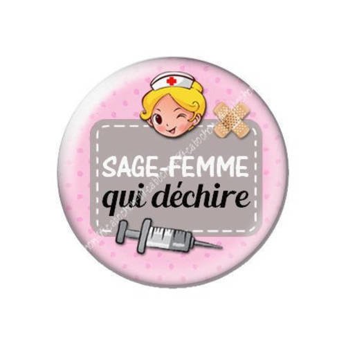 Cabochon résine a coller 25 mm sage-femme j20 