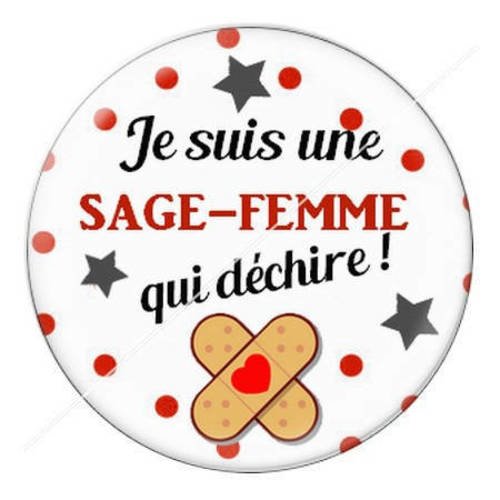 Cabochon résine a coller 25 mm sage-femme f13 