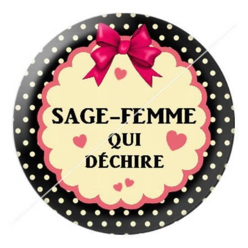 Cabochon résine a coller 25 mm sage-femme f12 