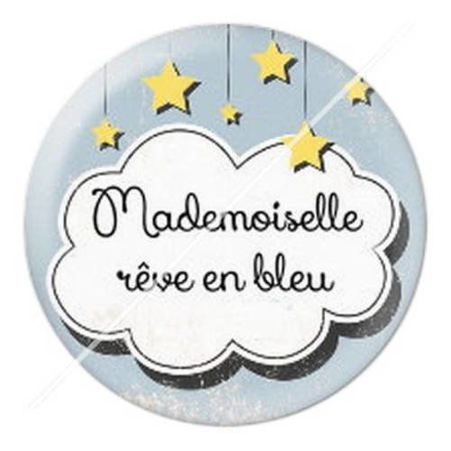 Cabochon résine a coller 25 mm mademoiselle étoiles 20 