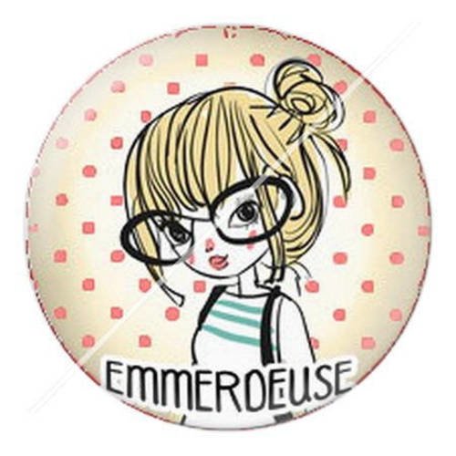 Cabochon résine a coller 25 mm mademoiselle 3 