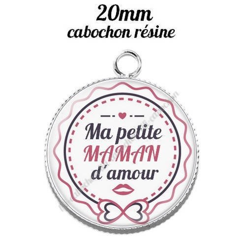 Pendentif cabochon résine 20 mm maman n4 