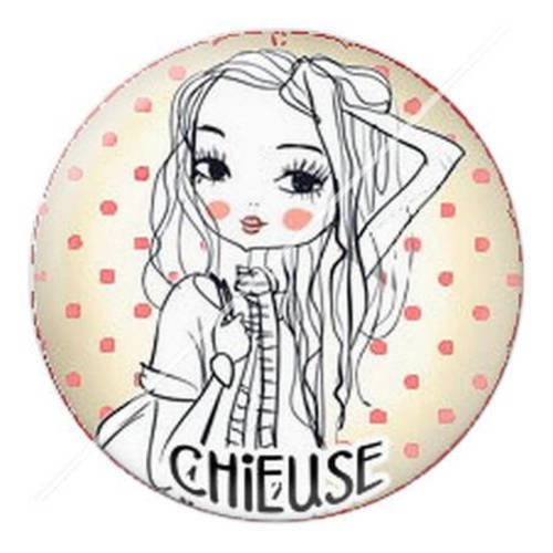 Cabochon résine a coller 25 mm mademoiselle 7 