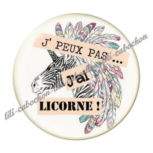 Cabochon résine a coller 25 mm licorne 