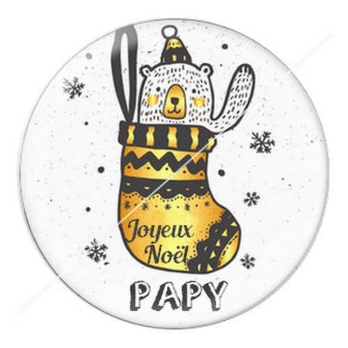 Cabochon résine a coller 25 mm joyeux noël papy a6 
