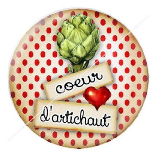 Cabochon résine a coller 25 mm coeur d'artichaut 2 