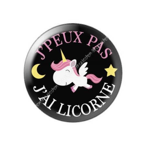 Cabochon résine a coller 25 mm j'peux pas j'ai licorne 37 
