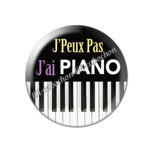 Cabochon résine a coller 25 mm j'peux pas j'ai piano aa