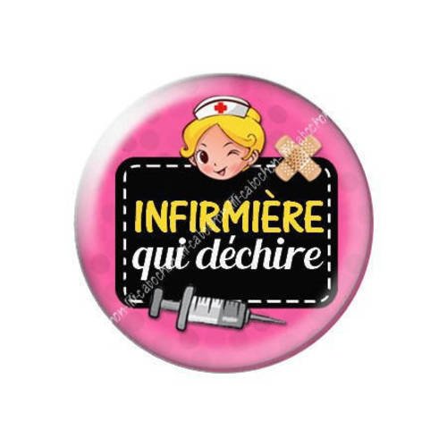Cabochon résine a coller 25 mm infirmière j2 
