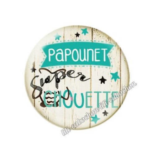 Cabochon résine a coller 25 mm papounet super chouette 