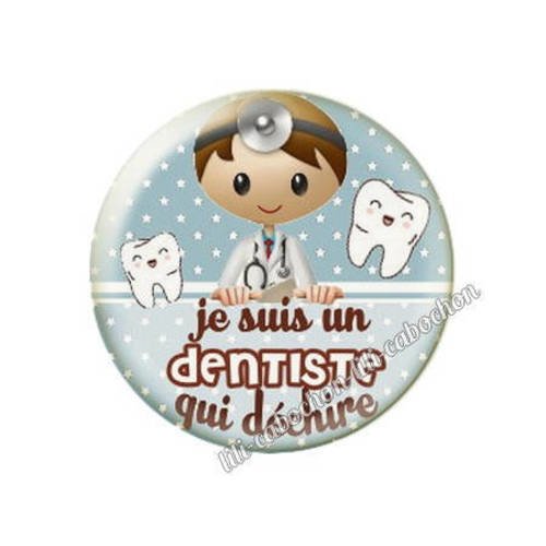 Cabochon en résine époxy 25 mm  thème dentiste qui déchire