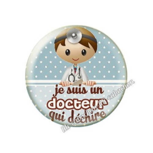 Cabochon en résine époxy 25 mm  thème docteur qui déchire