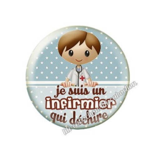 Cabochon en résine époxy 25 mm thème infirmier qui déchire