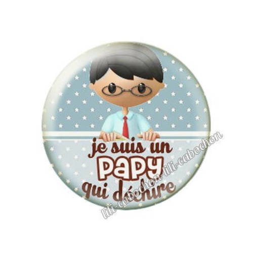 Cabochon en résine époxy 25 mm  thème papy qui déchire