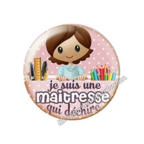 Cabochon en résine époxy 25 mm  thème maîtresse qui déchire