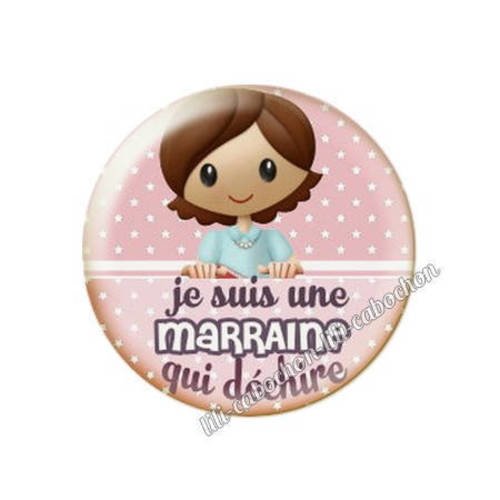 Cabochon en résine époxy 25 mm  thème marraine qui déchire