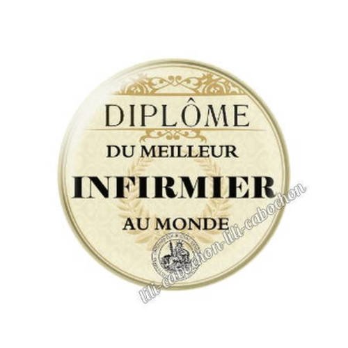Cabochon en résine époxy 25 mm  thème diplôme infirmier