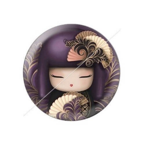 Cabochon résine a coller 25 mm kokeshi 4 
