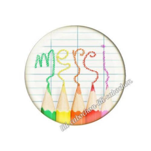 Cabochon en résine époxy 25 mm merci maîtresse av19