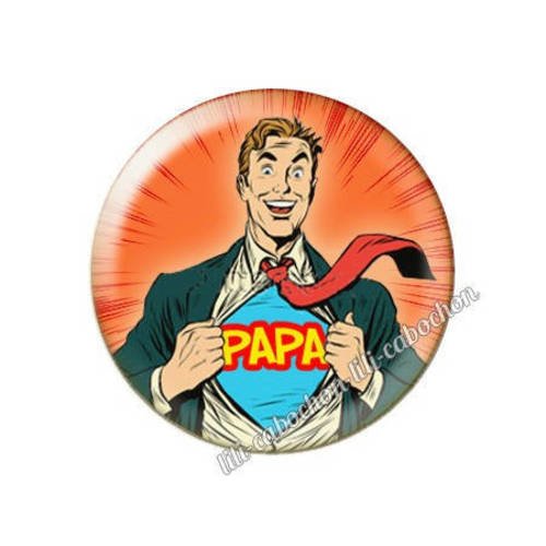 Cabochon en résine époxy 25 mm super pouvoir papa av9